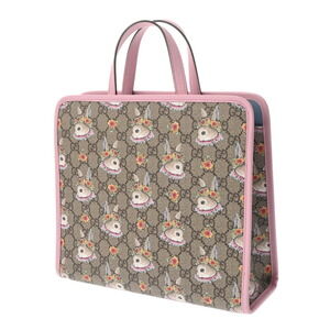 Gucci Yuko Higuchi Beige Tan Tote Bag Handbag Pink Leather